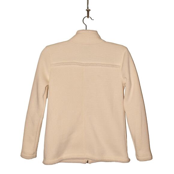 T BY TALBOTS $98 Double Knit High Pile Fleece Zip Jacket Ivory P Petite - Picture 2 of 4